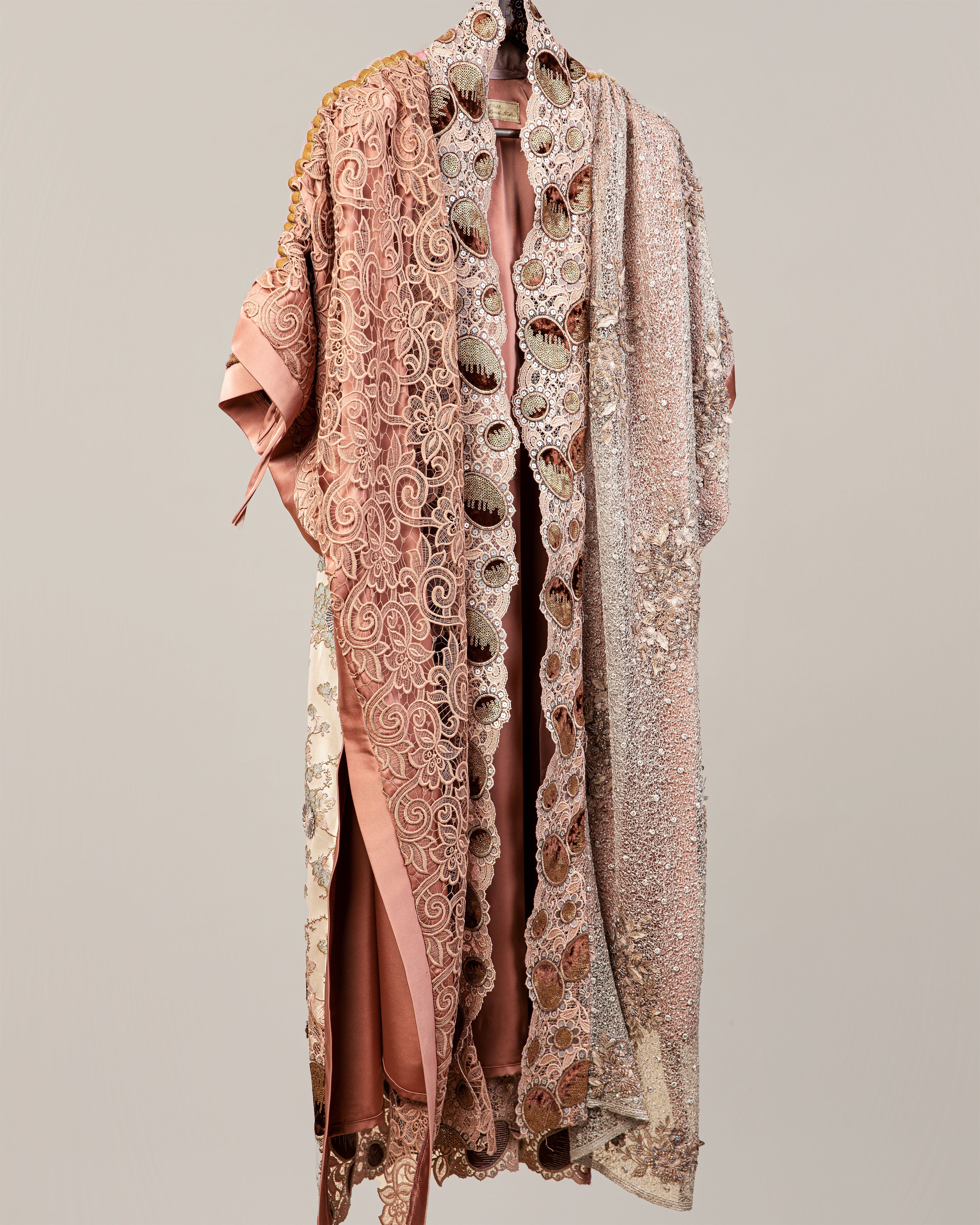 Rose Pink Couture Vintage Lace & Brocade Kimono