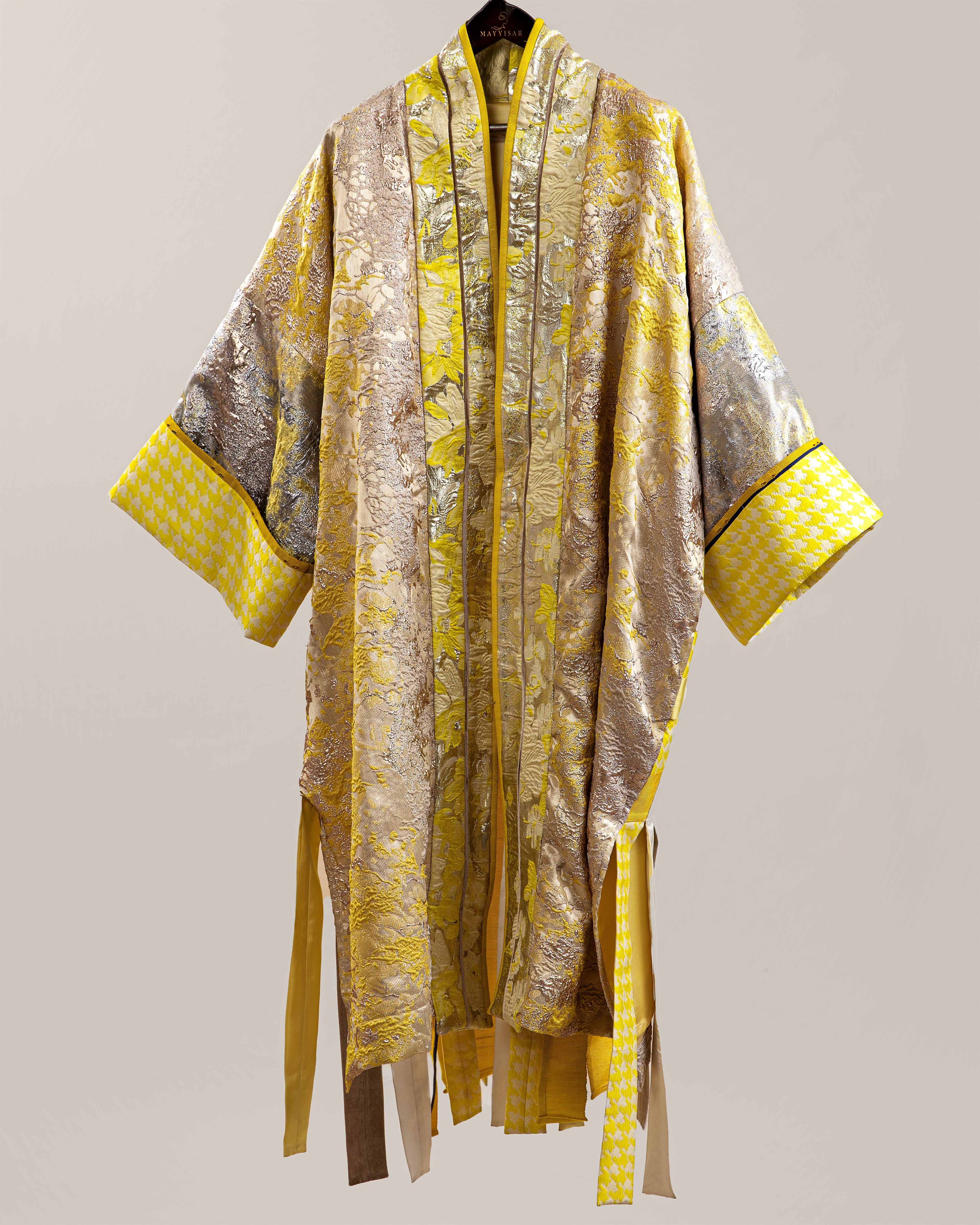 Citrine Yellow Mixed-Brocade Sammai Kimono