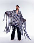 Monochrome & Coral YETCO Fringe Kimono
