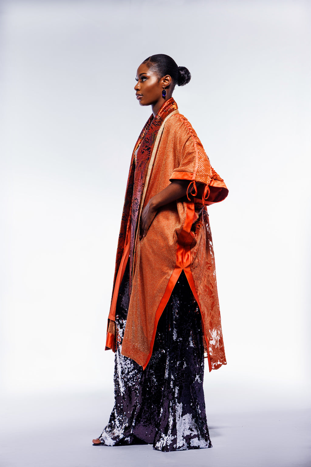 Burnt Orange Hand Beaded MD3 Kimono