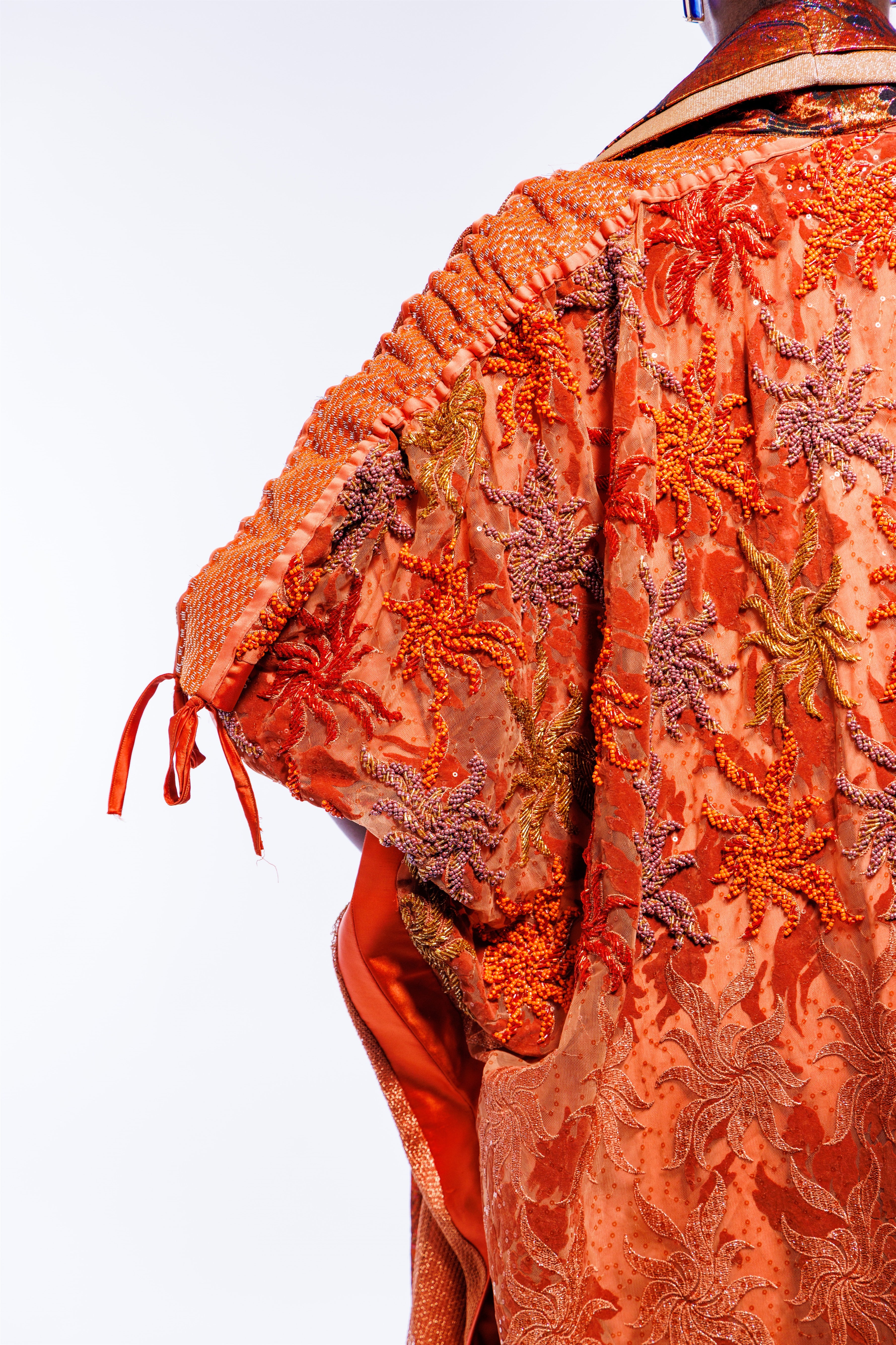 Burnt Orange Hand Beaded MD3 Kimono - View 3