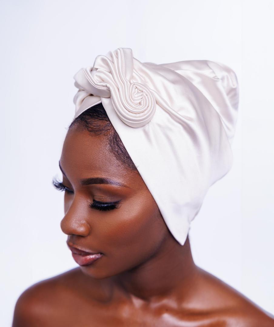 Ivory Silk Turban model view