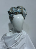 Pastel Blue & Gold Sego Twist Turban