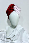 Dual-Tone Silk Turban (Red & Blush)