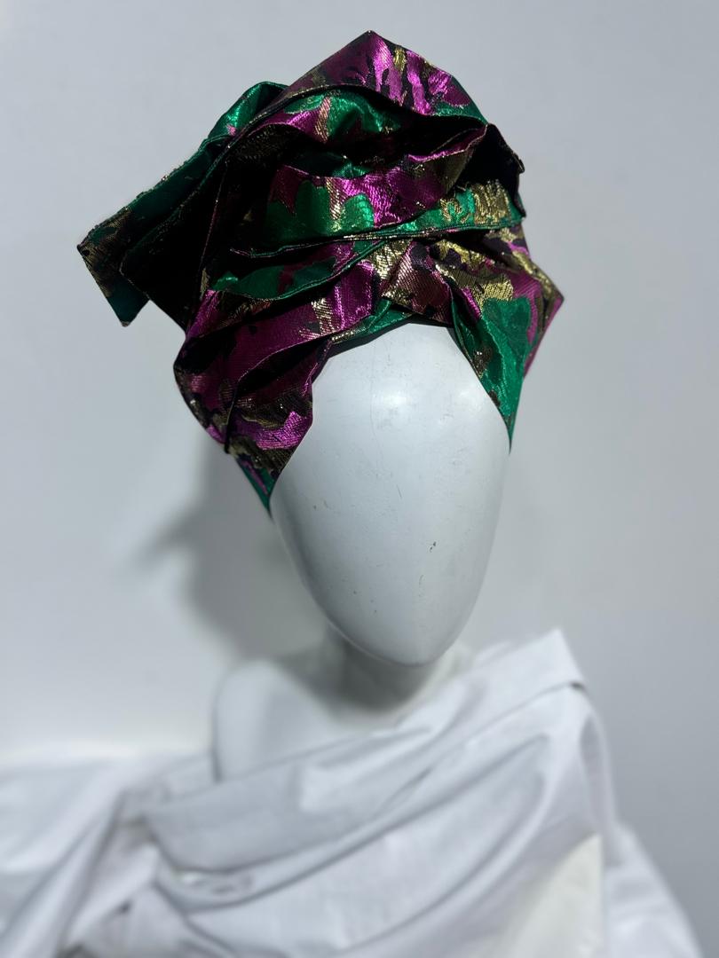 Magenta & Emerald Floral Sego Turban