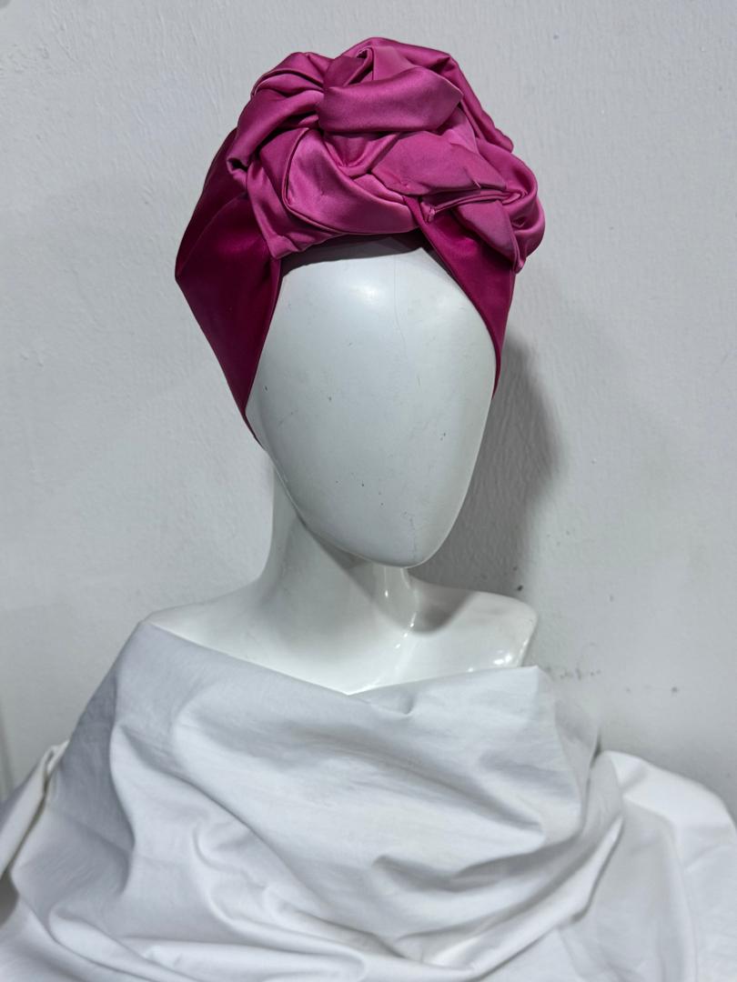 Magenta Rose Silk Turban