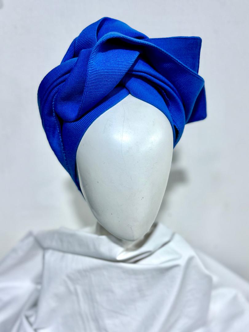 Royal Blue Aso Oke Turban