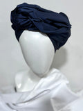 Navy Raw Silk Turban