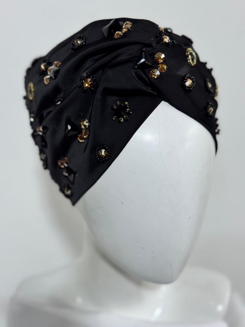 Black Swarovski Crystal Turban