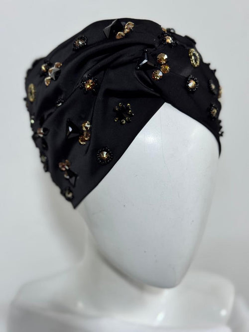 Black Swarovski Crystal Turban