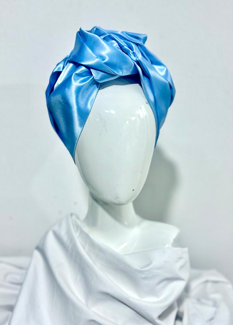 Sky blue MAYYISAH silk turban